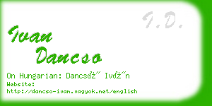 ivan dancso business card